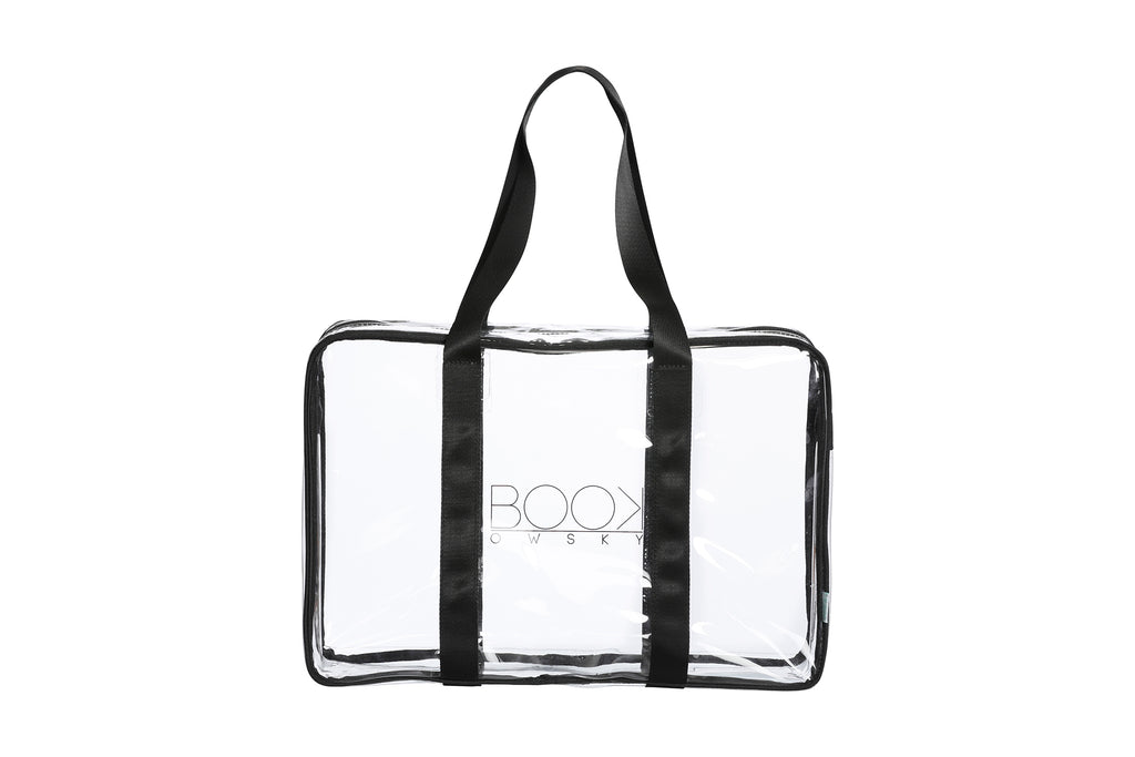 Durchsichtige transparente Bibtasche Unitasche Bibliothekstasche Tasche schwarz PVC 