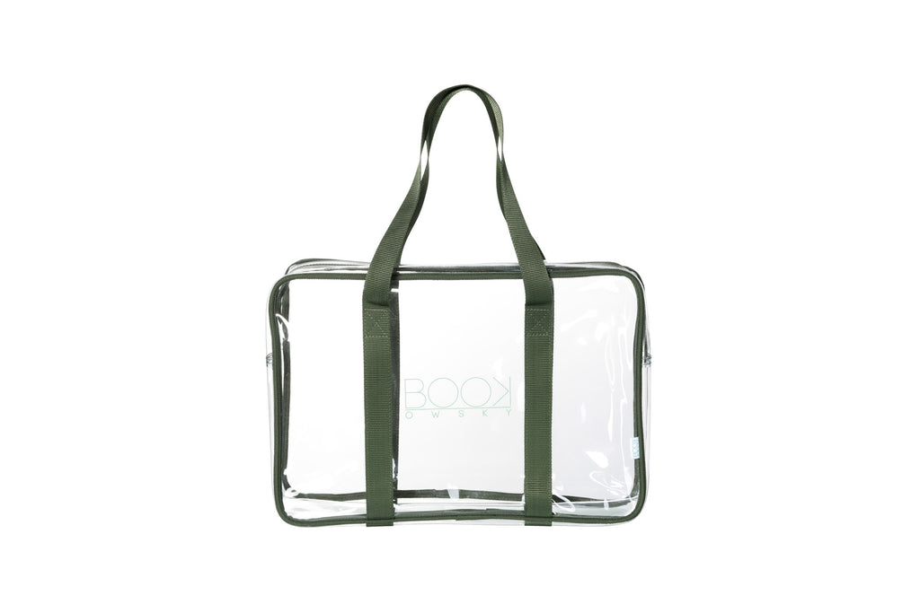 Durchsichtige transparente Bibtasche Unitasche Bibliothekstasche bibbag uniwise grün PVC bag Longhandle 