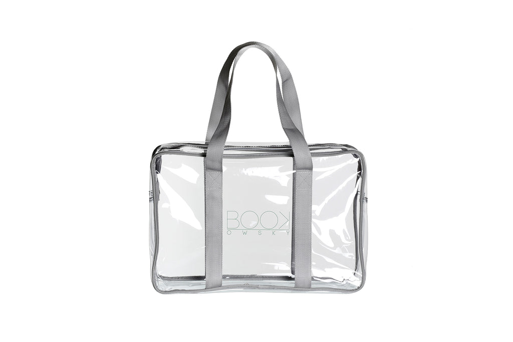 Durchsichtige transparente Bibtasche Unitasche Bibliothekstasche Schönfelder-Tasche grau PVC bag Longhandle 