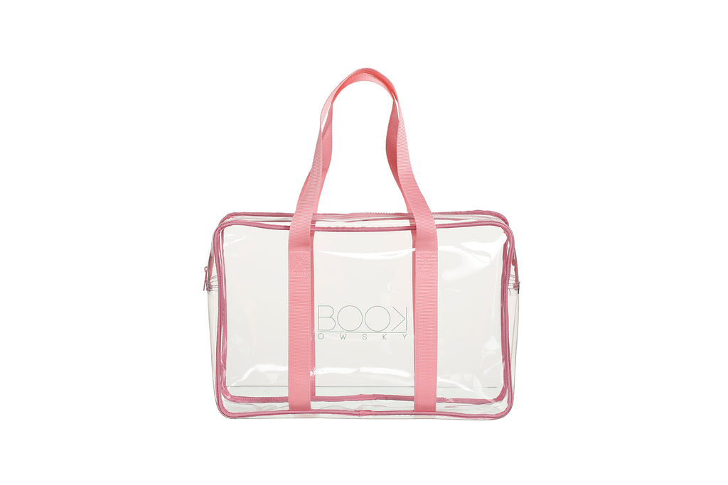 Durchsichtige transparente Bibtasche Unitasche Bibliothekstasche bibbag uniwise rosa PVC bag Longhandle 